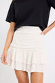Milo Natural Rouched Tiered  Mini Skirt