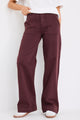 Feature Eggplant Mid Rise Front Pocket Wide Leg Jean