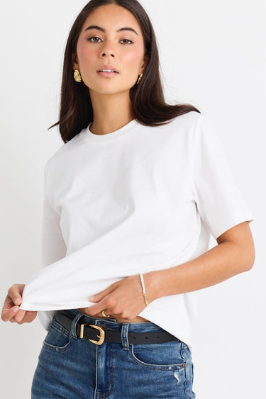 Street Ivory Crew Neck Short Sleeved Boxy Tee