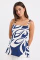 Sunkissed Navy Cutout Print Split Hem Cami Top