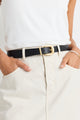 Gold Buckle Black Leather Belt