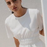 Svelte Ivory Shirred Detail SS Tee