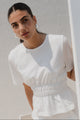 Svelte Ivory Shirred Detail SS Tee