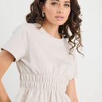 Svelte Stone Shirred Detail SS Tee