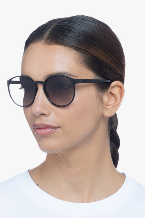 Thin Round Black Sunglasses