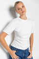 Syllabus White Cotton Pintuck SS Tee