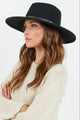 Tahlia Black Panama Wide Brim Adjustable Wool Hat