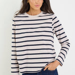 Tether Ecru Navy Stripe LS Boxy Tee