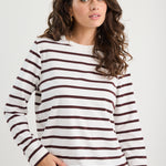 Tether Chocolate White Stripe LS Boxy Tee