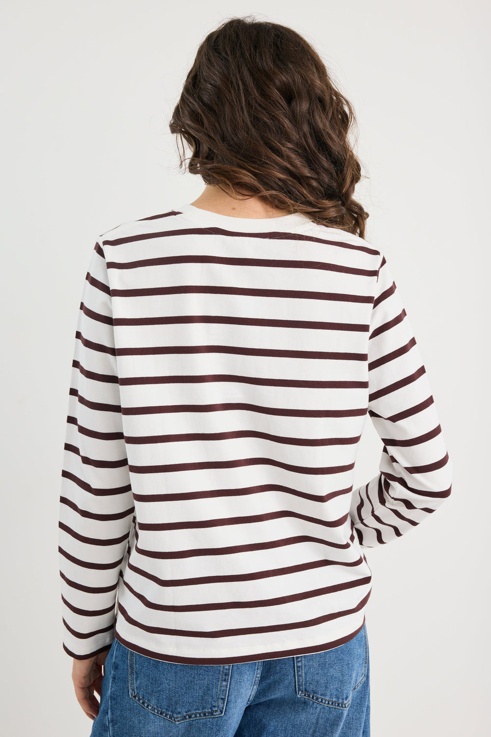 Shop Tether Chocolate White Stripe LS Boxy Tee | Flo & Frankie