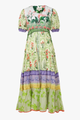 Things I Love Green Floral Front Tie Midi Dress