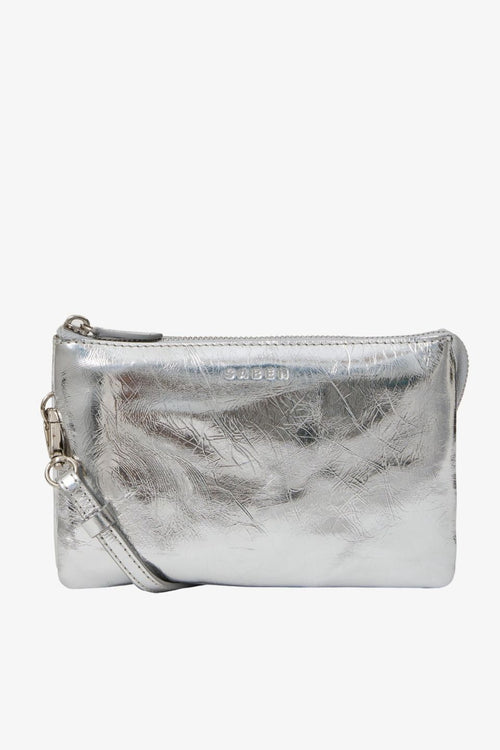 Silver Leather Crossbody Bag