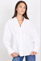 Timekeeper White Cotton Poplin Corset Detail Waist Shirt