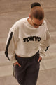 Tokyo Warm White Black Stripe Sweatshirt