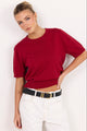 Topic Cherry Red Cashmere Blend Soft Knit Tee