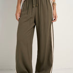 Townie Olive Stripe Side Tape Wide Leg Pants