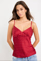 Transcend Red Polka Dot Satin Bias Cami