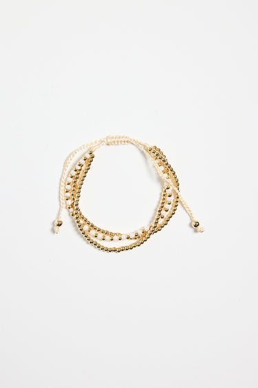 Triple Bead Gold White Gold Bracelet