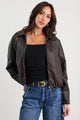 Troupe Chocolate PU Leather Zip Through Bubble Hem Jacket
