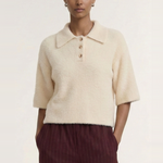 Celine Natural Beige Polo SS Knit Top