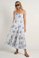 Universe Porcelain Print Tie Back Strappy Maxi Dress