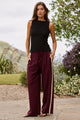 Townie Burgundy Plum Side Stripe Elastic Waist Pants