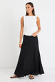 Lagos Black Linen Blend Bias Maxi Skirt