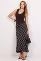 Align Black Chocolate Check Tie Waist Bias Maxi Skirt