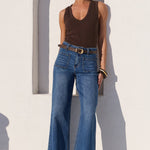 Zoey Marine Blue High Rise Wide Leg Pocket Jean