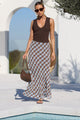 Jubilant Chocolate Ice Blue Check Georgette Pull On Bias Maxi Skirt