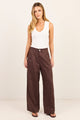 Curator Dark Chocolate Linen Pleat Front Wide Leg Pants