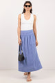 Display Blue Mini Gingham Dropped Gathered Waist Maxi Skirt