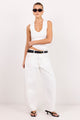 Varsity Ivory Forward Seam Barrel Jeans