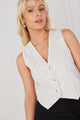 Veritable White Pinstripe Linen Vest