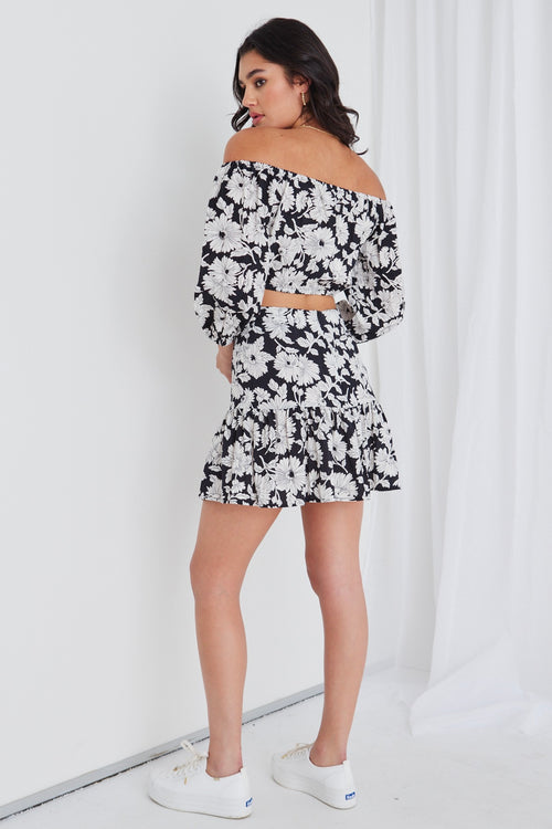 Flicker Floral Silhouette Tiered Mini Skirt WW Skirt Georgia Mae   