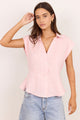 Villager Blush Linen Tie Back Short Sleeve Shirt