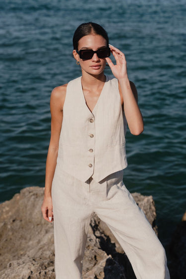 Virgo Natural Linen Vest