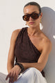 Virtue Chocolate Lace One Shoulder Top