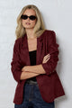 Voyant Burgundy Single Breasted Longline Blazer