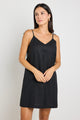 Wave Black Strappy Mini Shift Dress