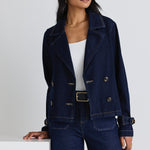 Western Indigo Cropped Denim Trench Coat