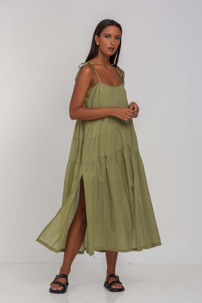 Shop When Time Stood Still Crispy Moss Midi Dress | Flo & Frankie