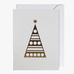 White With Gold Deco Tree Mini Greeting Card HW Christmas Oxted   