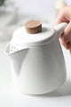 White with Wooden Handle Teapot
