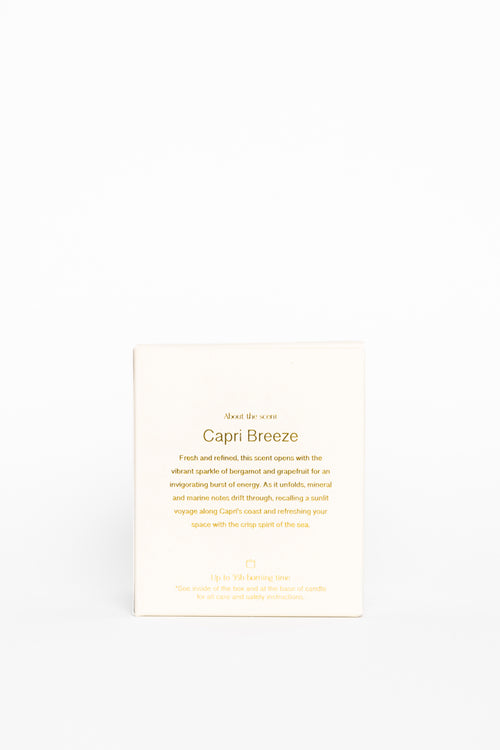 Product packaging with 'Capri Breeze' branding on a white background