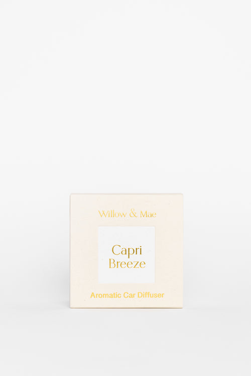Willows & Mae Capri Breeze candle packaging on a white background