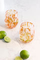 Stemless Orange White Splatter Wine Glass
