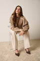 Getaway Mocha Contrast Ivory Piping Knit Sweater