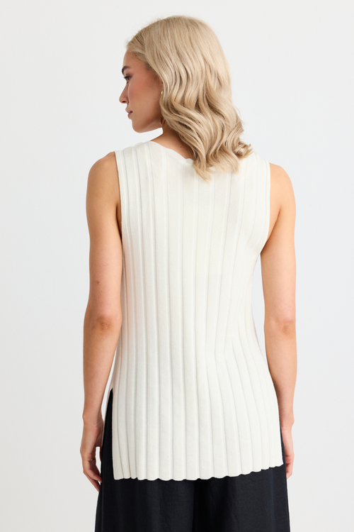 White Rib Knit Tank Top