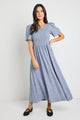 Wren Chambray Blue SS Shirred Bodice Midi Dress